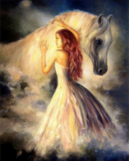Malovanie podľa čísiel: Dievča s koňom /M991454/