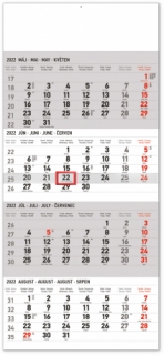 Štvormesačný kaledár štandard /Presco Group/ - Nástenný kalendár 2022