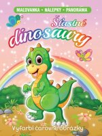 Šťastné dinosaury: Maľovanka - nálepky - panoráma